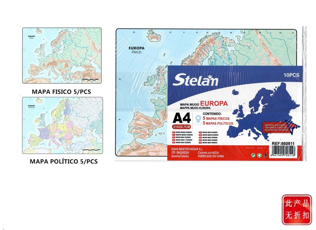 Mapa de Europa A4 educativo