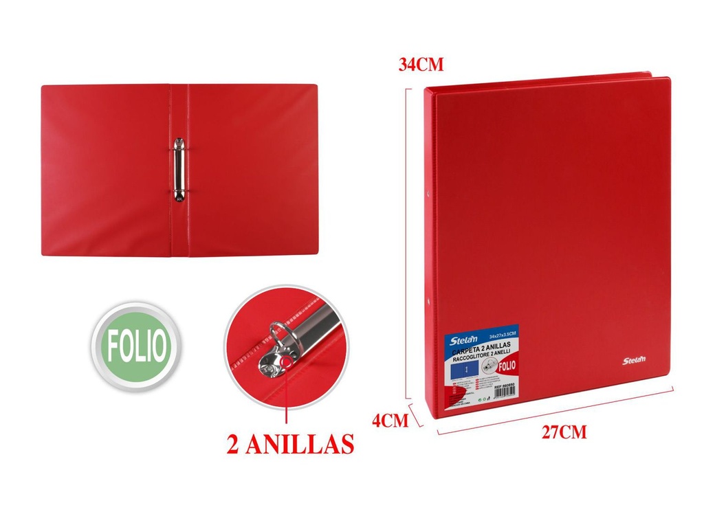 Carpeta 2 anillas PP folio