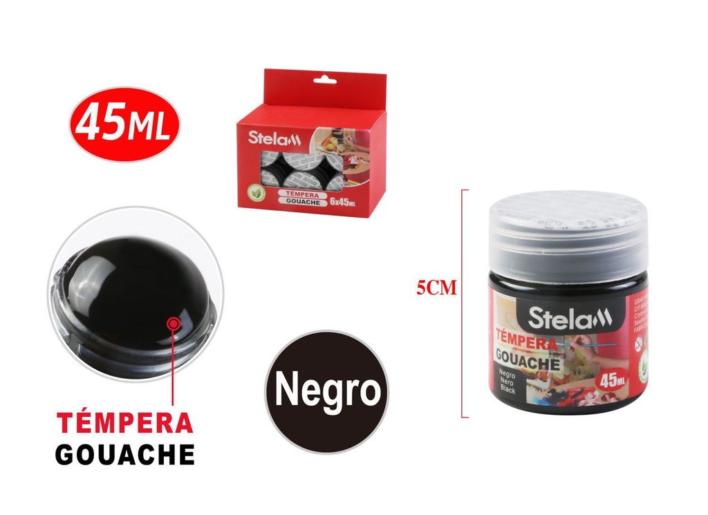 Témpera negra 45ml para pintura