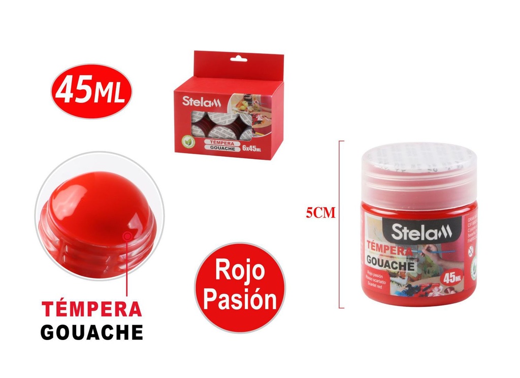 Témpera rojo 45ml para manualidades