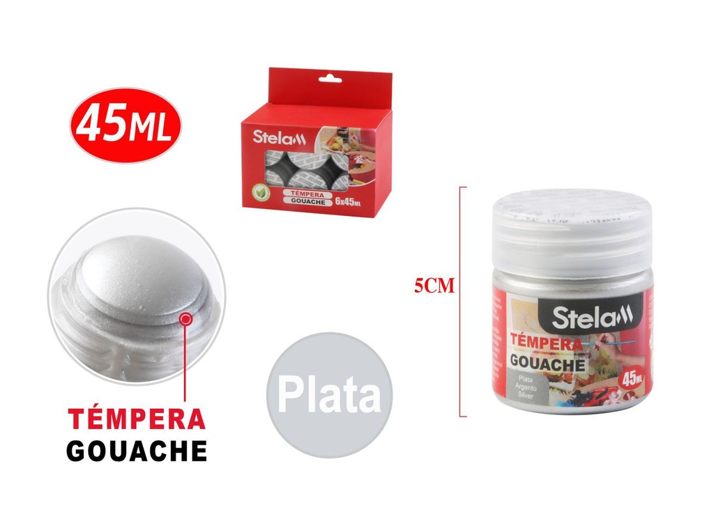 Témpera plateada 45ml