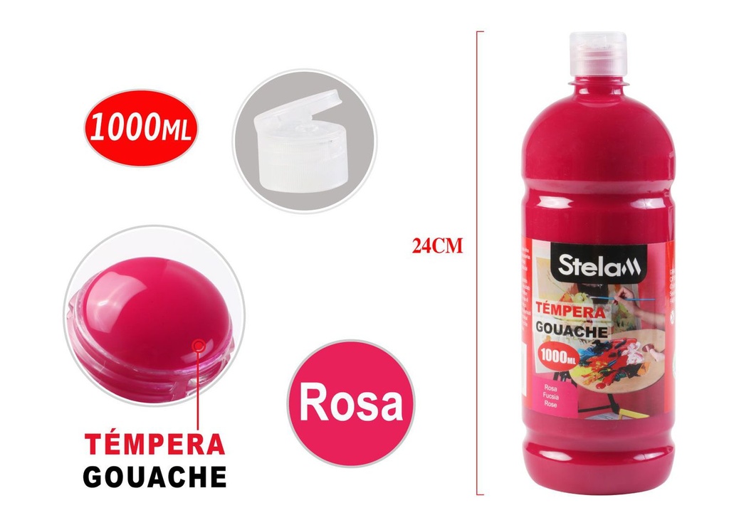 Témpera rosa 1000ml para pintura y arte