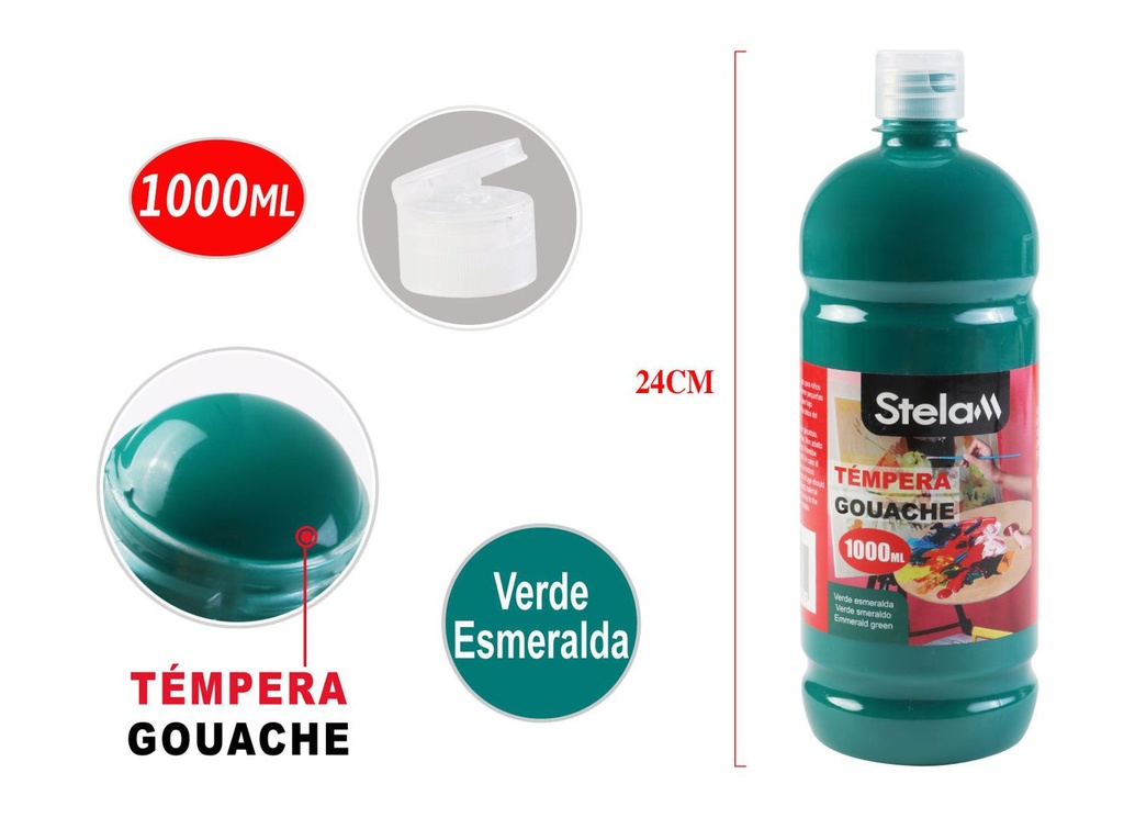 Tempera verde 1000ml para arte