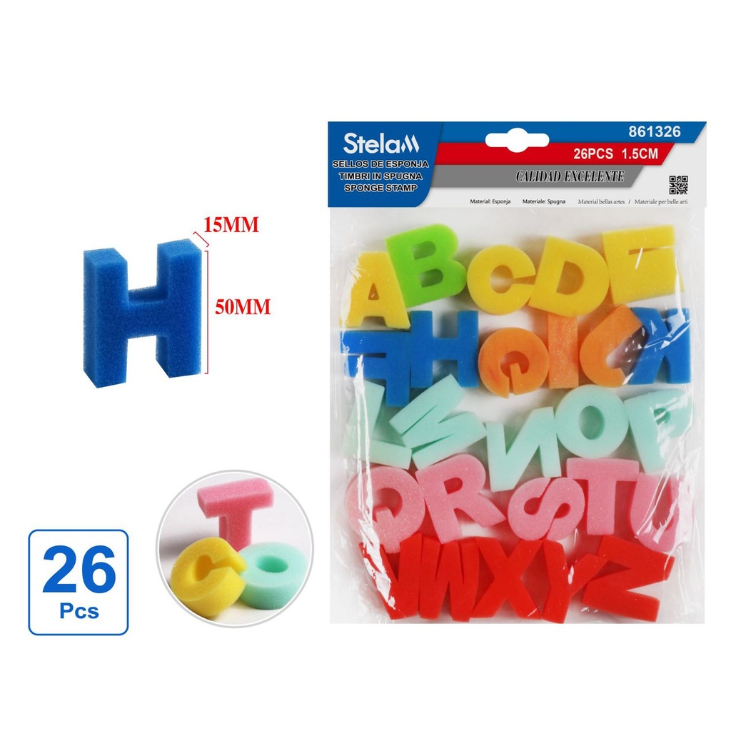 Set de sellos de esponja 26pcs 1.5cm grosor para manualidades