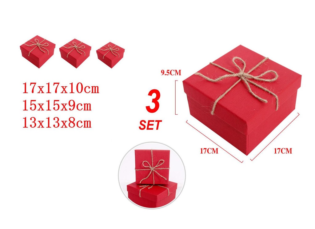 Set 3 cajas de regalo con lazo para embalaje