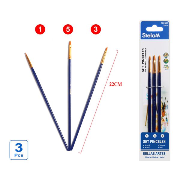 Set de pinceles azules 3pcs para pintura