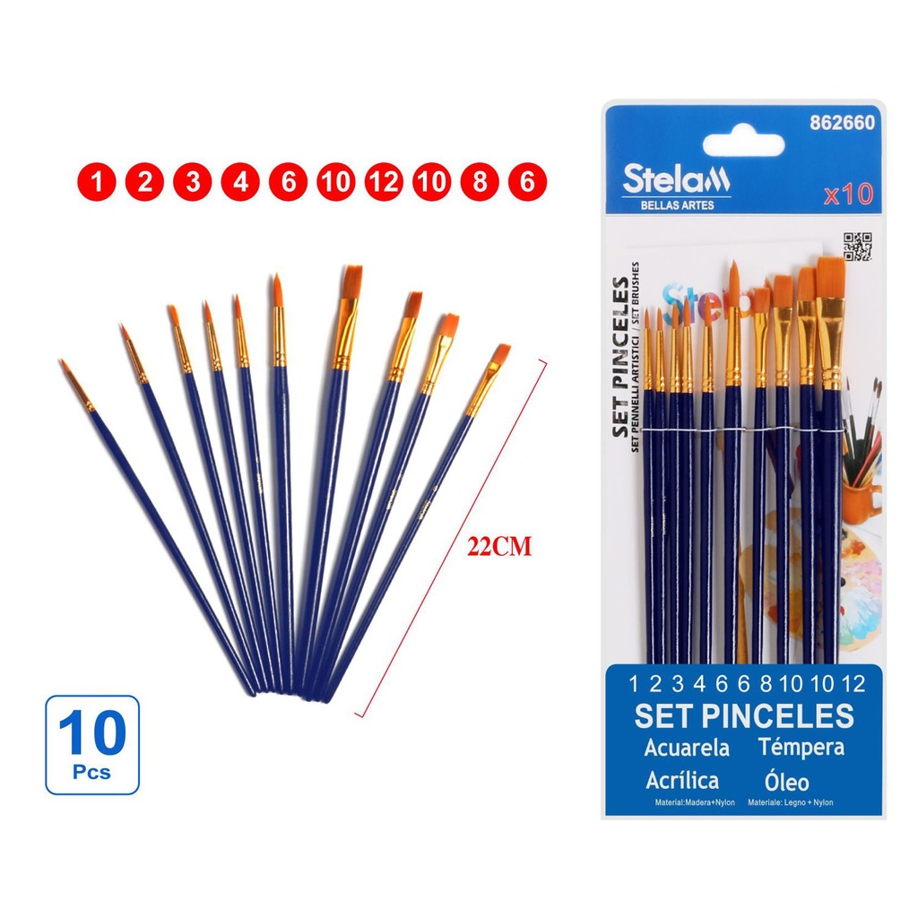 Set de pinceles azules 10pcs para pintura