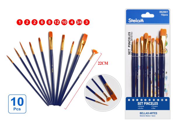 Set de pinceles pintura azul 10pcs