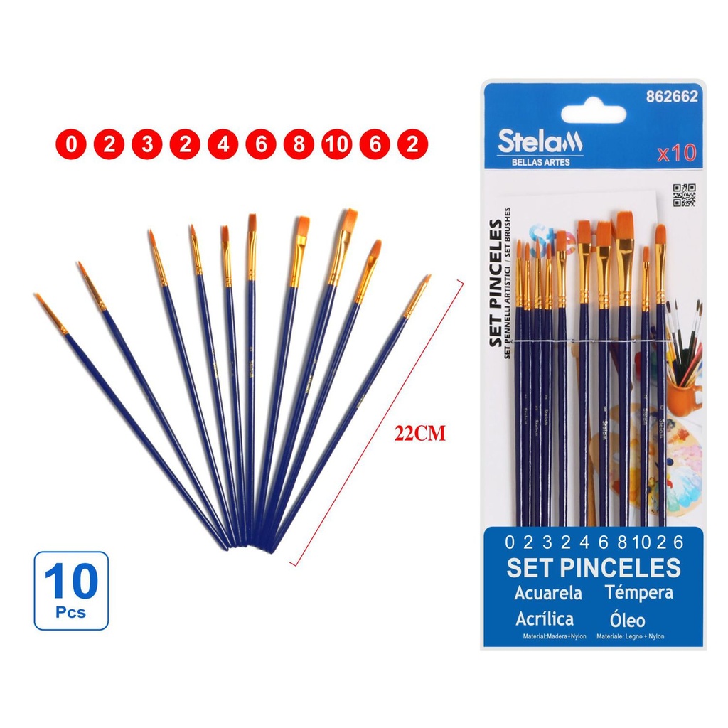 Set de pinceles para pintura azul 10pcs