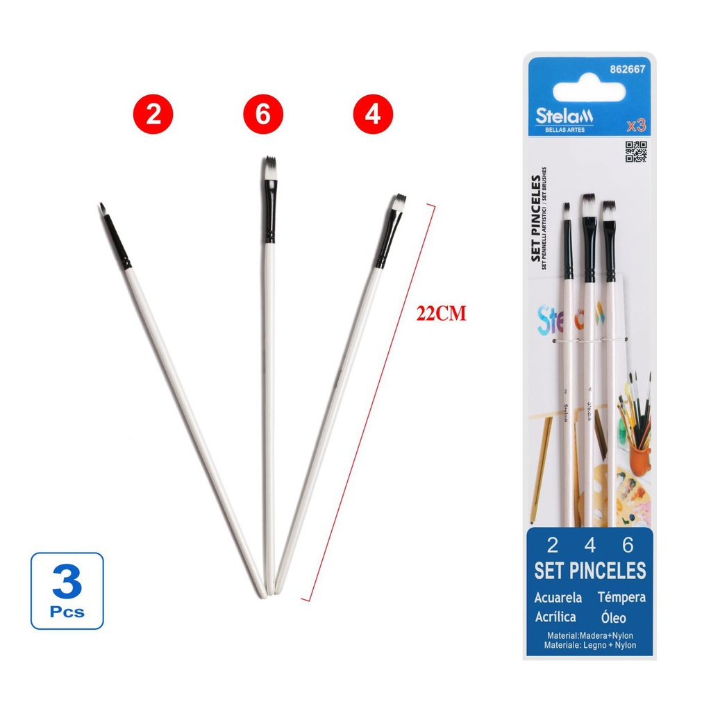 Set de pinceles perlados 3pcs para pintura artística