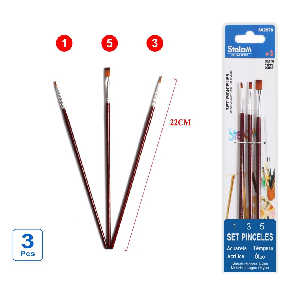 Set de pinceles para pintura 3pcs