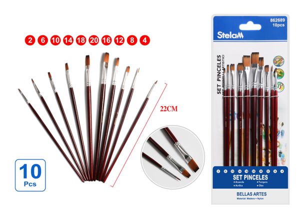 Set de pinceles 10pcs marrón para pintura