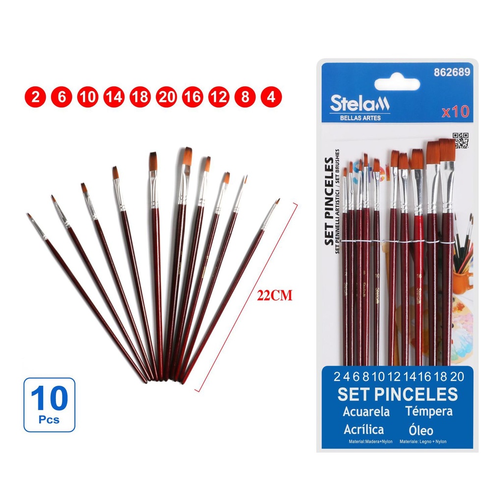 Set de pinceles 10pcs marrón para pintura