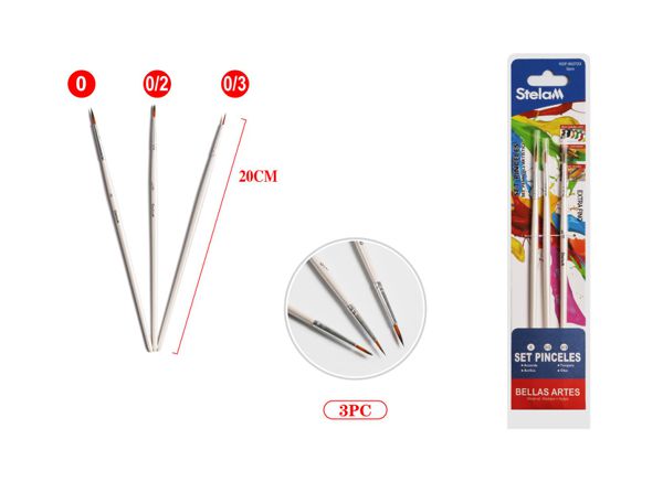 Set pinceles 3pcs para dibujo