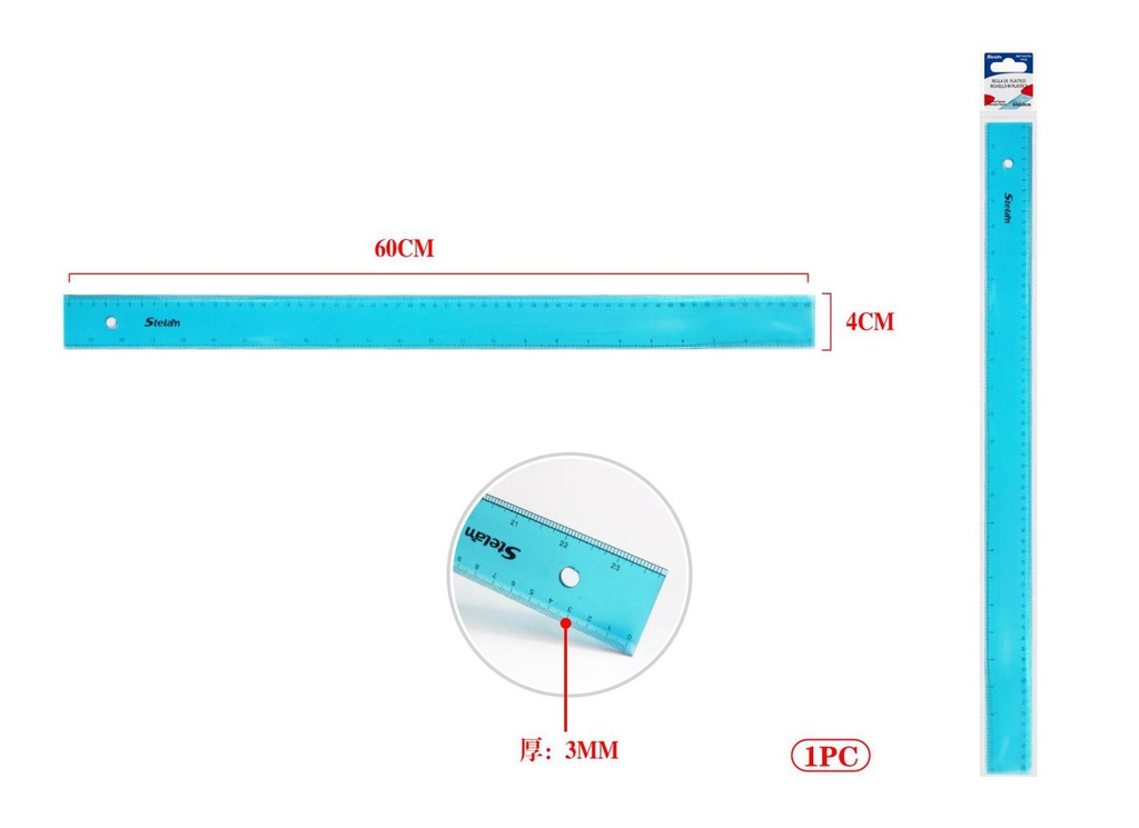 Regla de plástico 60cm 