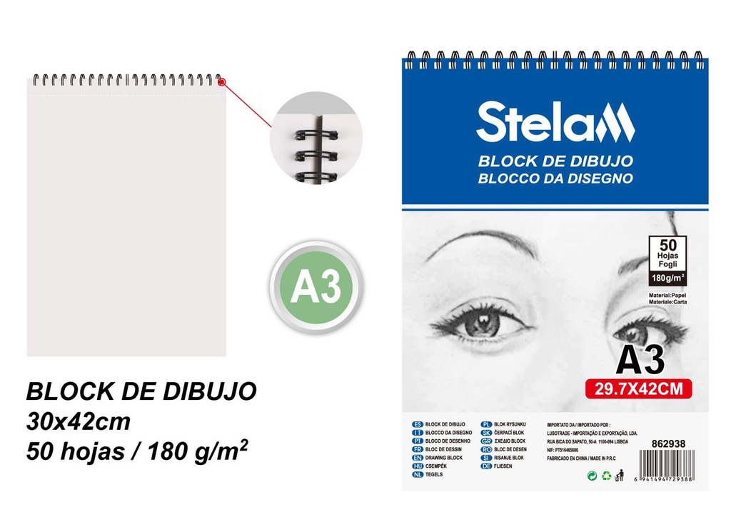 Block de dibujo A3 50 páginas 180g