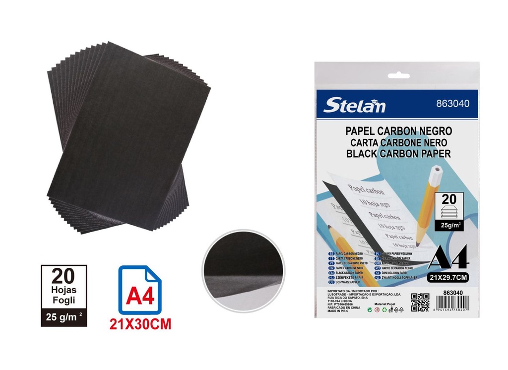 Papel carbón negro A4 20pcs para copias