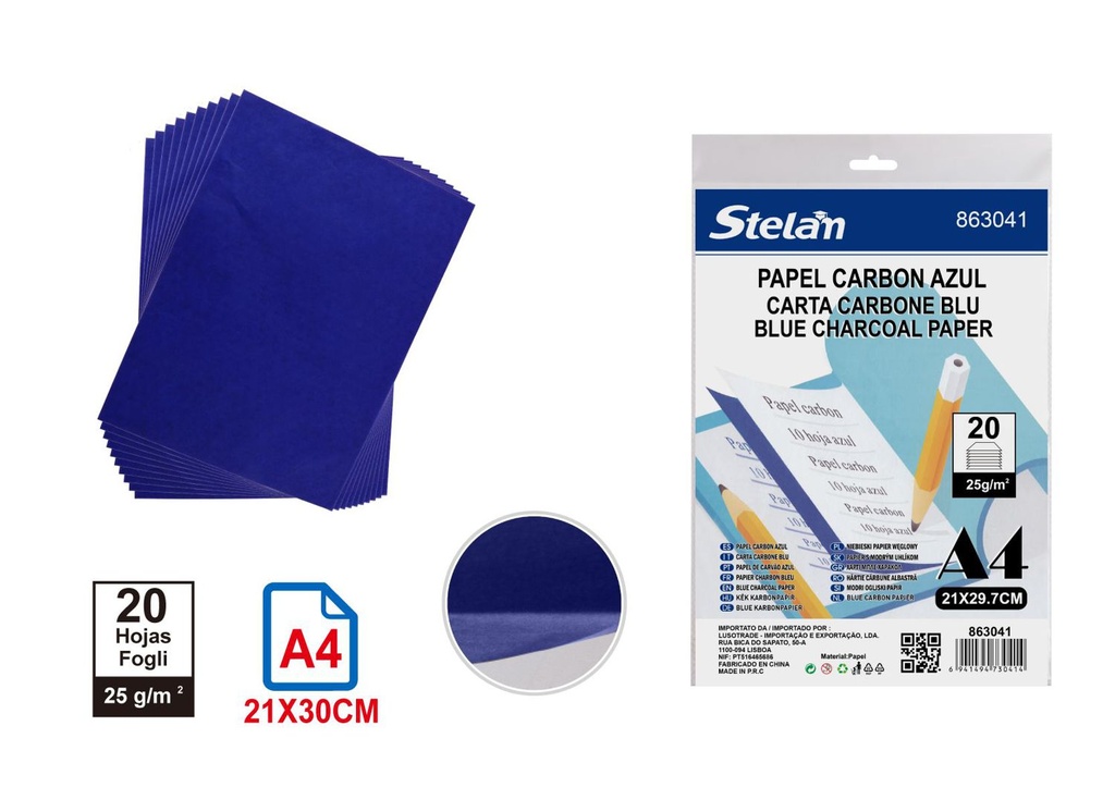 Papel carbón azul A4 20pcs para copias y calcos