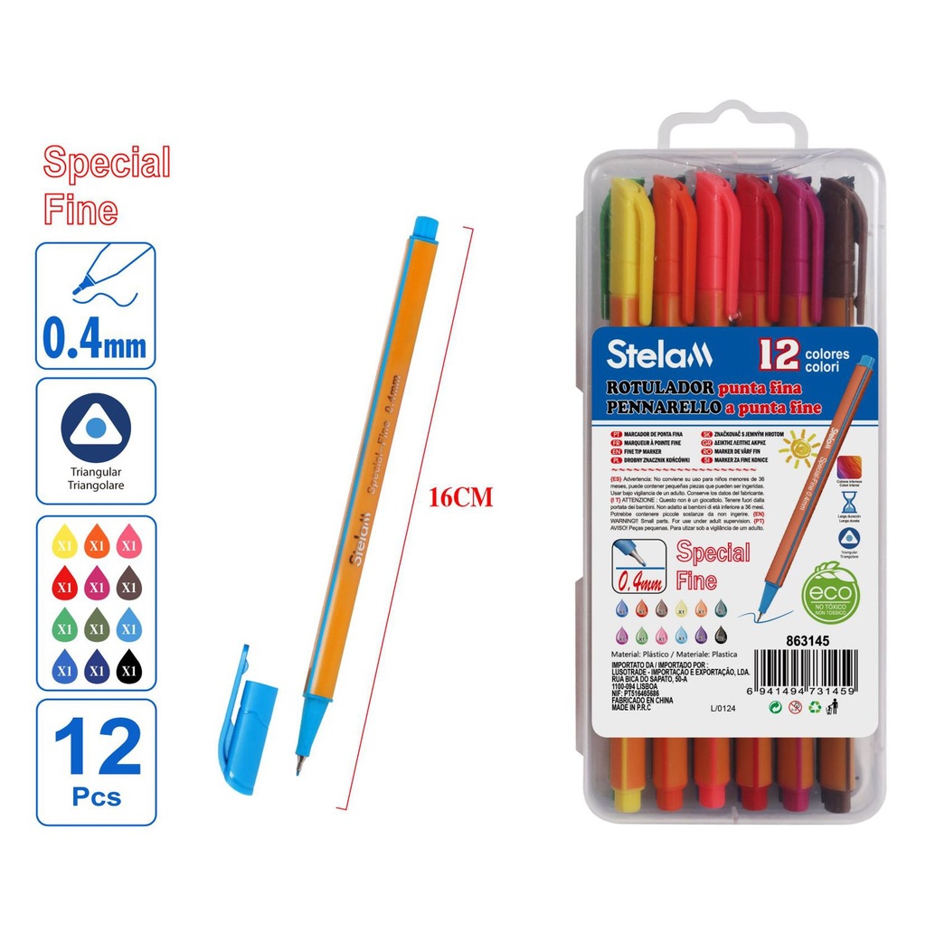 Rotulador punta fina 12pc para escritura y dibujo