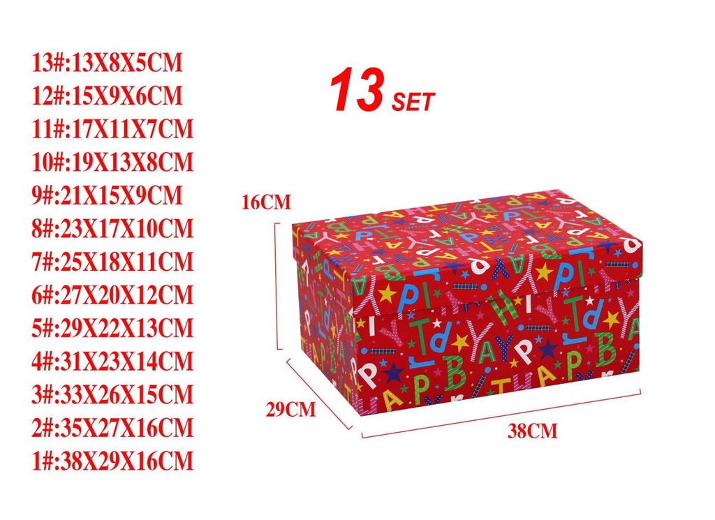 Set de 13 cajas de regalo rectangulares