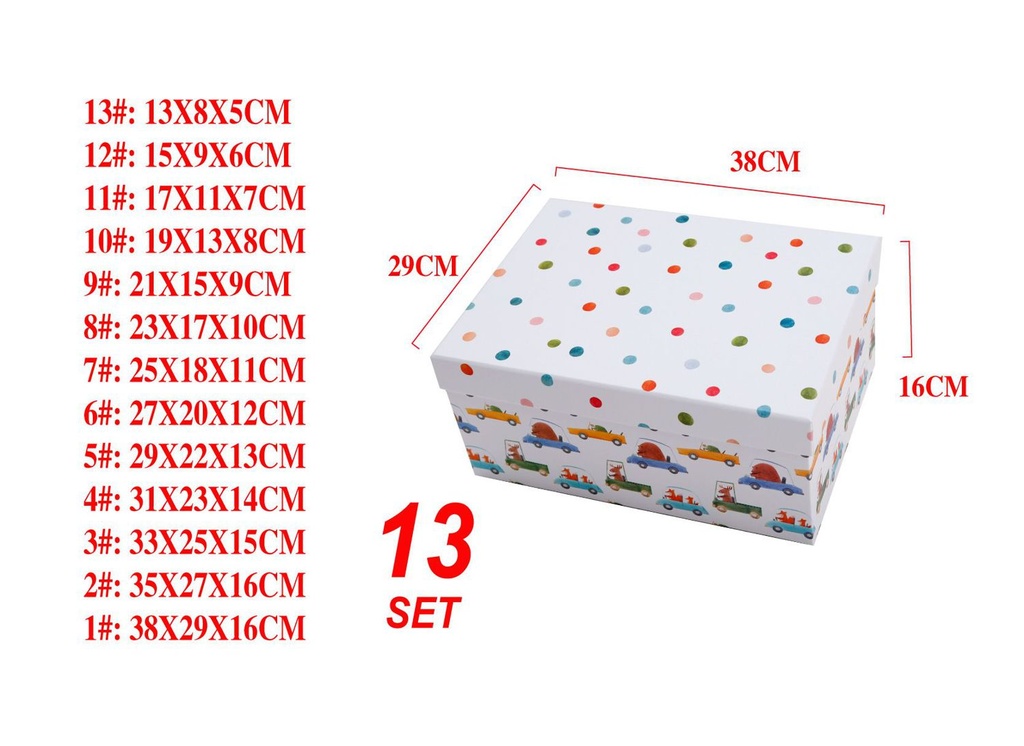 Set de 13 cajas de regalo rectangulares