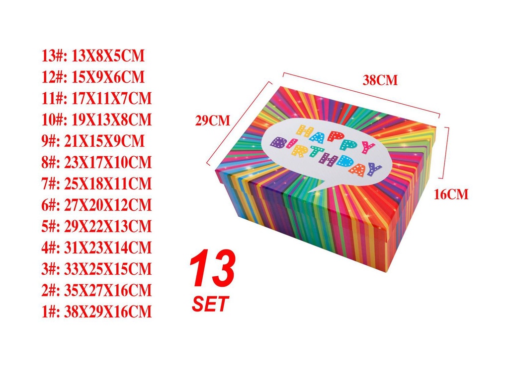 Set de 13 cajas de regalo rectangulares para embalaje