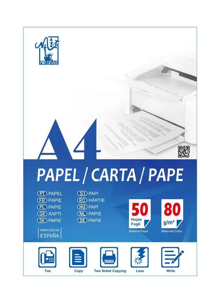 Folio A4 50 hojas 80gr para impresión y papelería