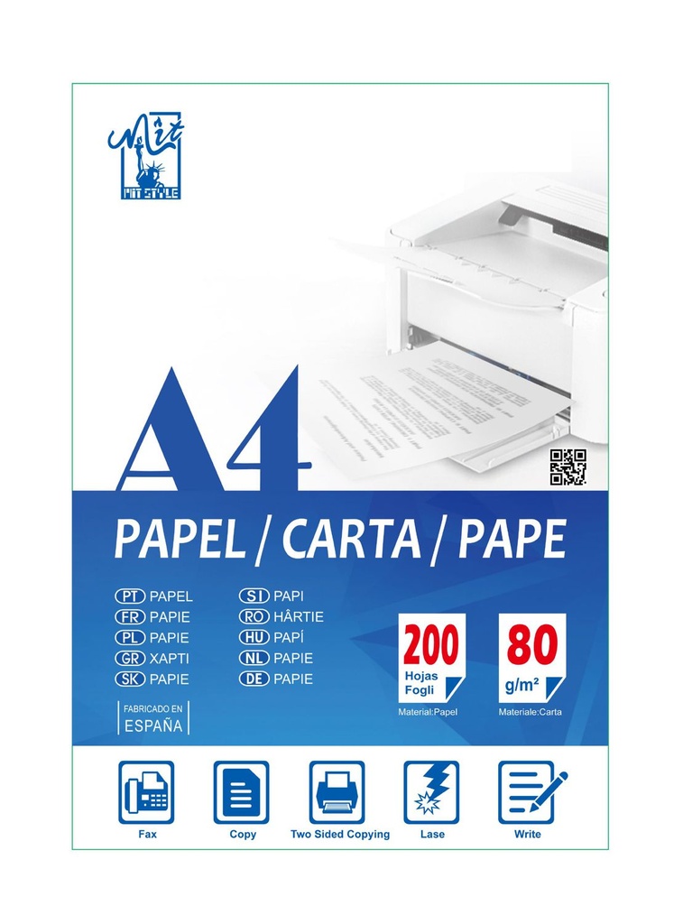 Papel folio A4 200 hojas 80g