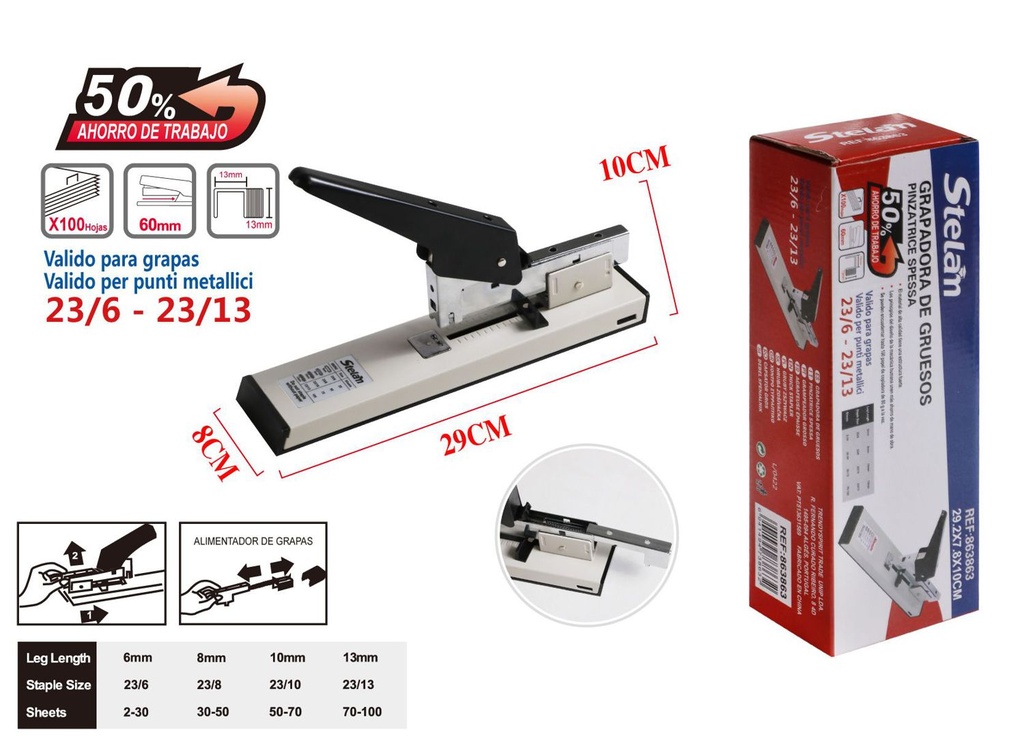 Grapadora para 100 hojas para oficina