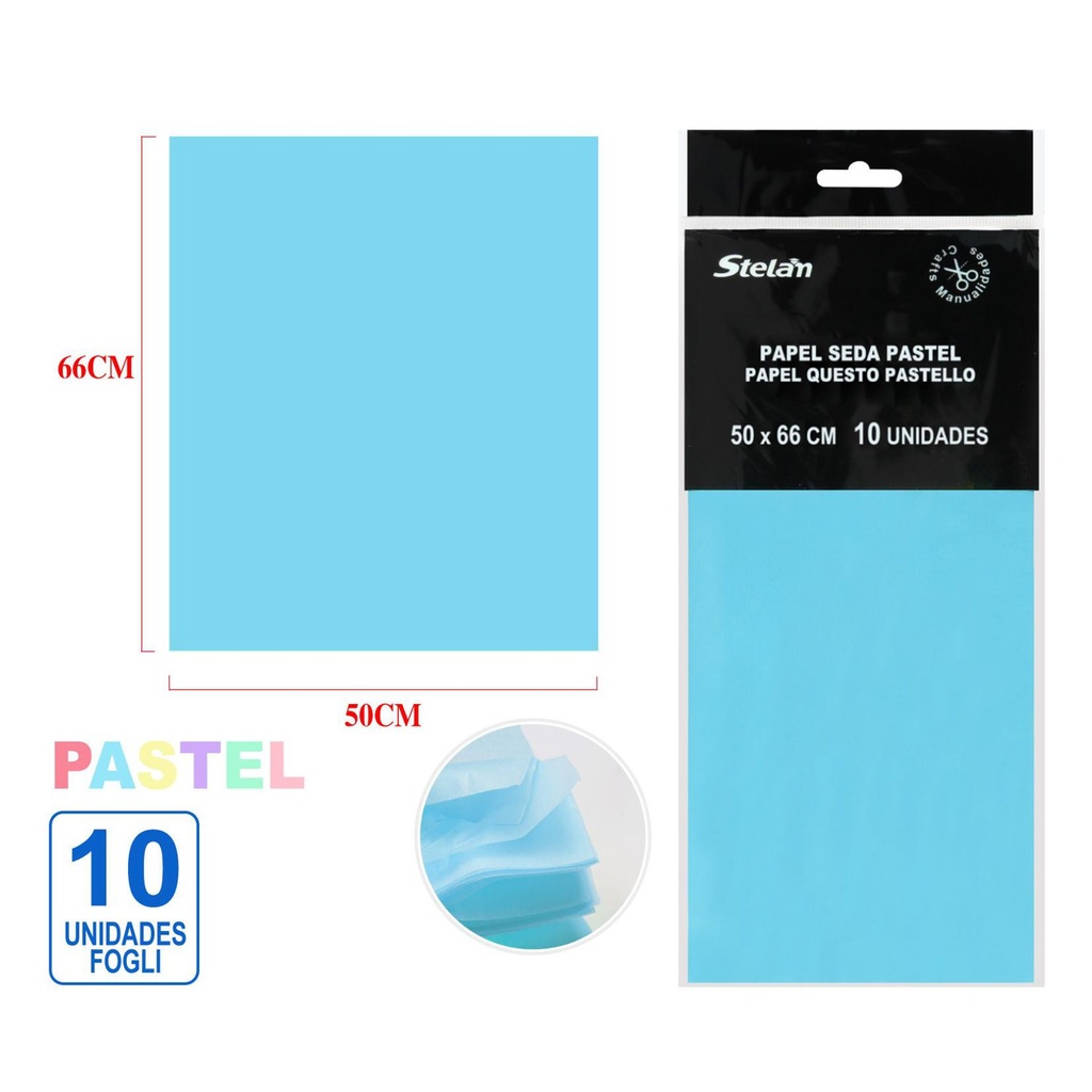 Papel seda pastel azul claro 50.8x66cm 10 hojas para manualidades