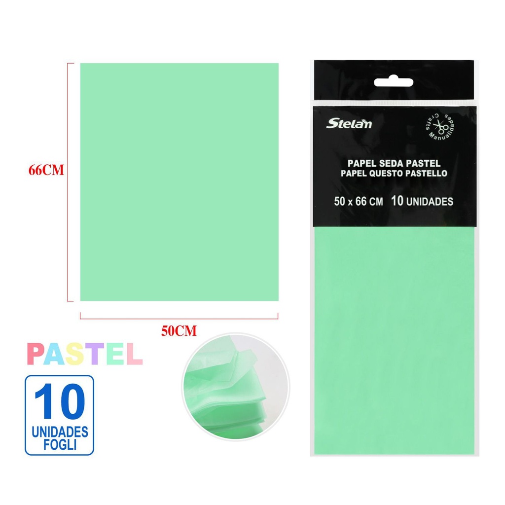 Papel seda pastel verde claro 50.8x66cm set de 10 piezas