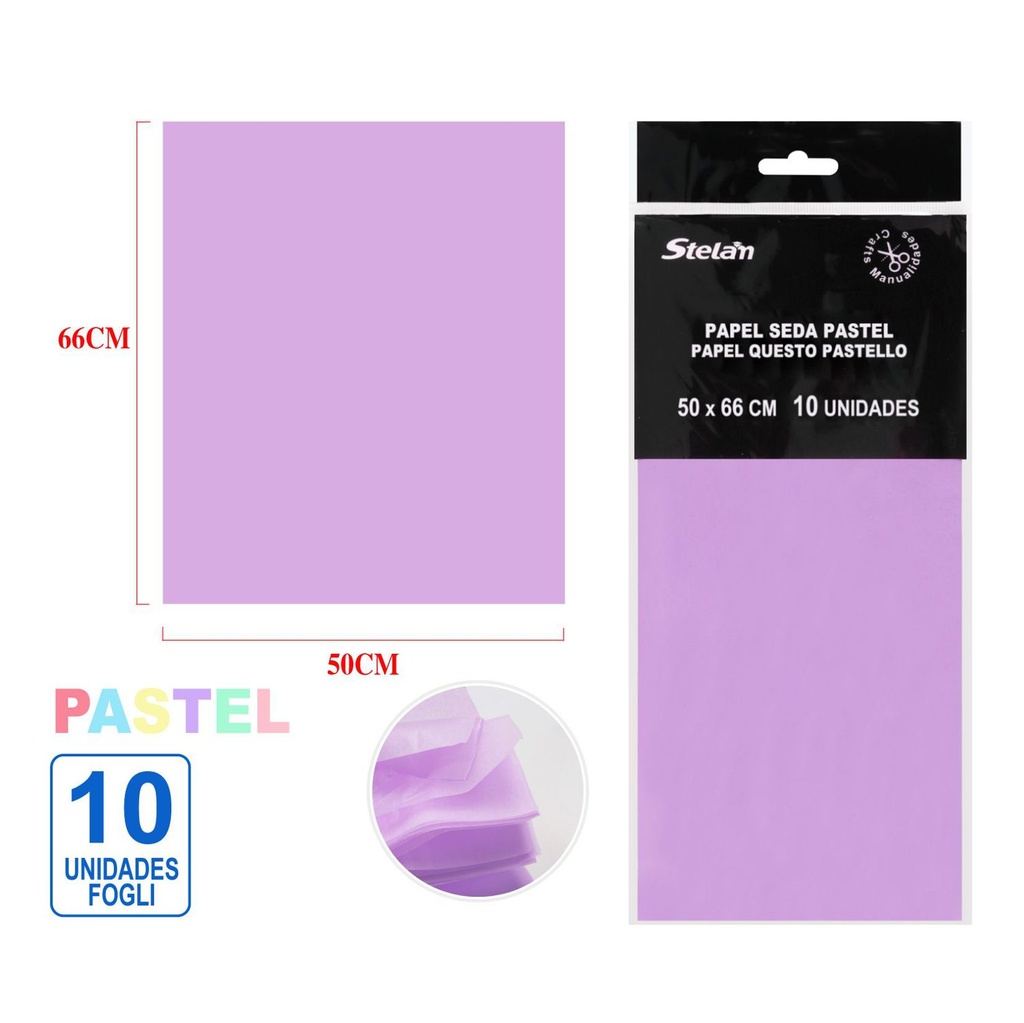 Papel seda pastel 50.8x66cm 10pcs lila para manualidades