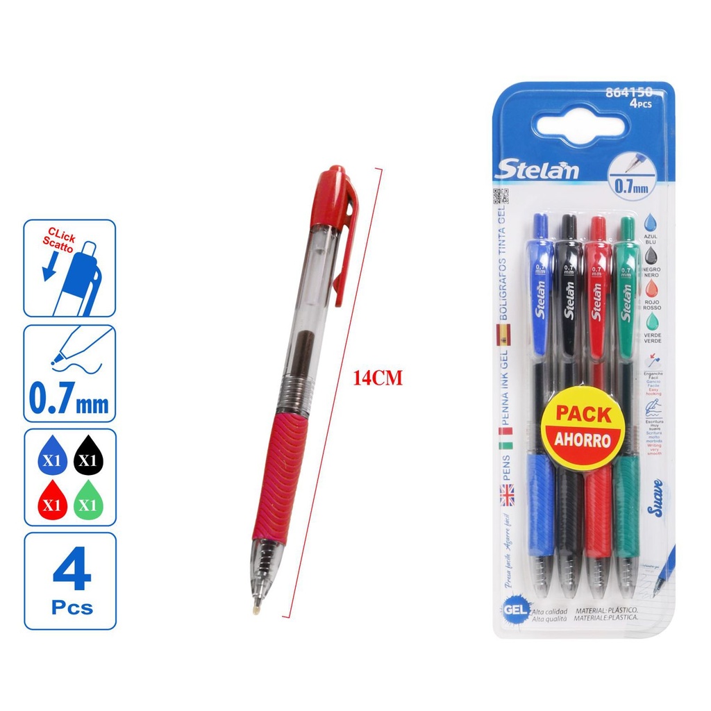 Recambio de bolígrafo gel 0.7mm set 4pcs para escritura