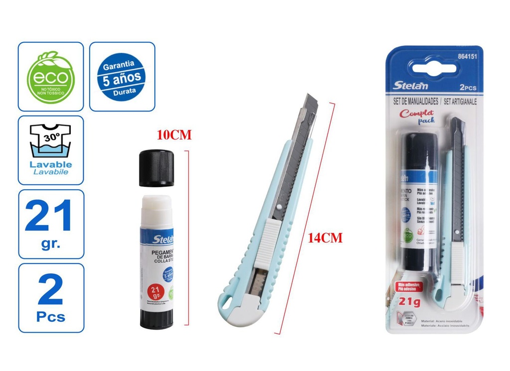 Set de manualidades 21g pegamento en barra + 13cm cutter