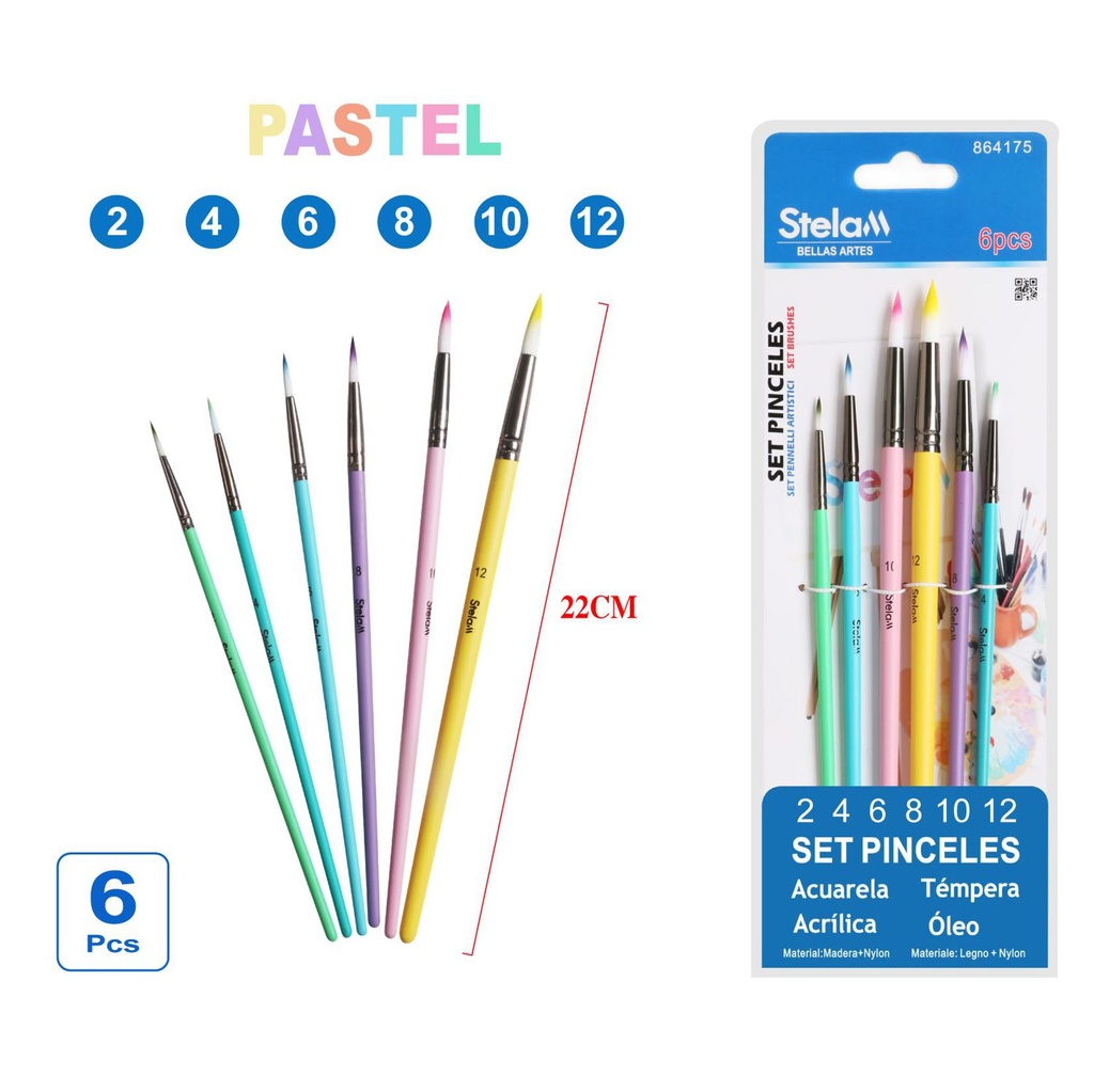 Pinceles artísticos 6pcs para pintura y manualidades