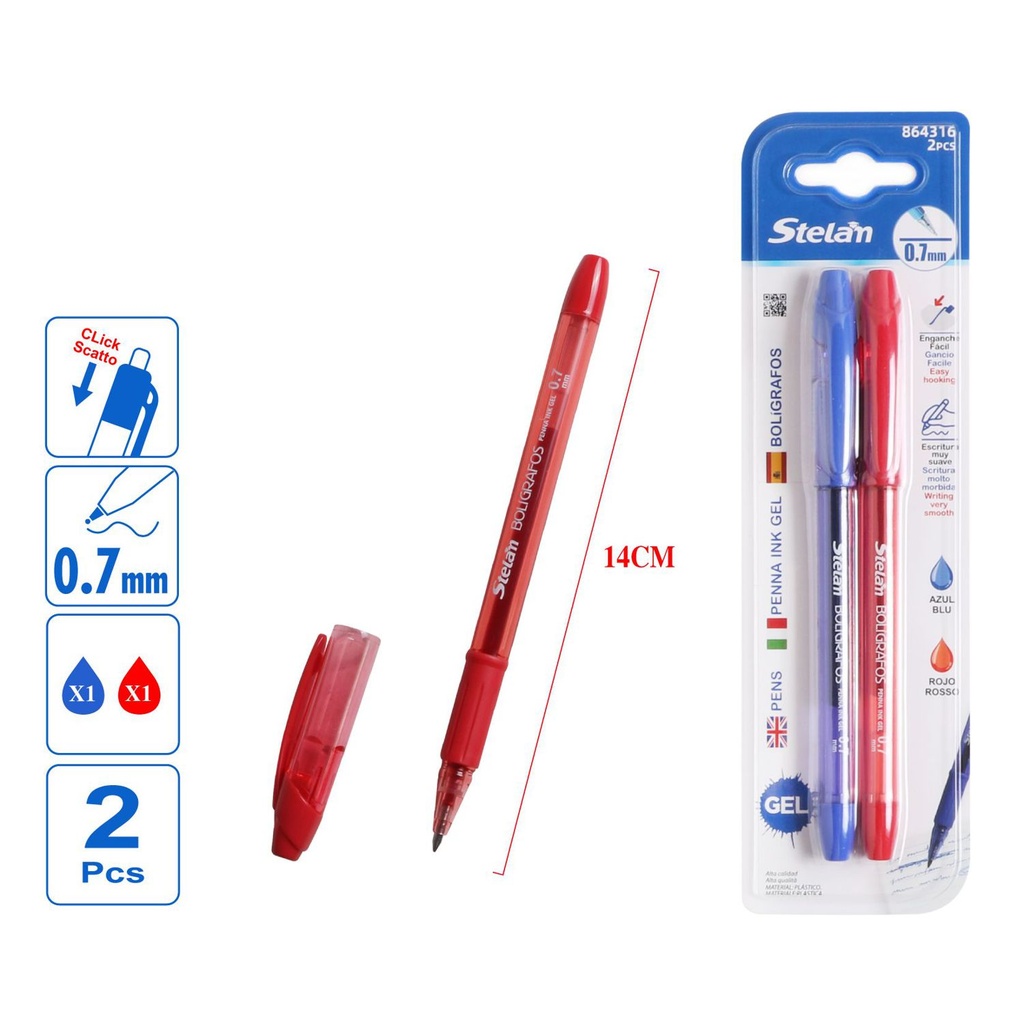 Bolígrafos de tinta gel 0.7mm 2pcs