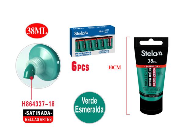 Pintura acrílica verde esmeralda 38ml para bellas artes