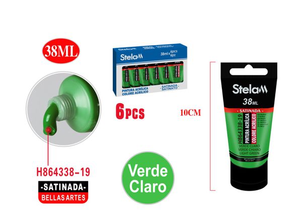 Pintura acrílica 38ml verde claro para arte