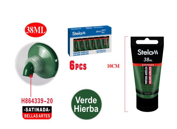 Pintura acrílica verde hierba 38ml para artistas