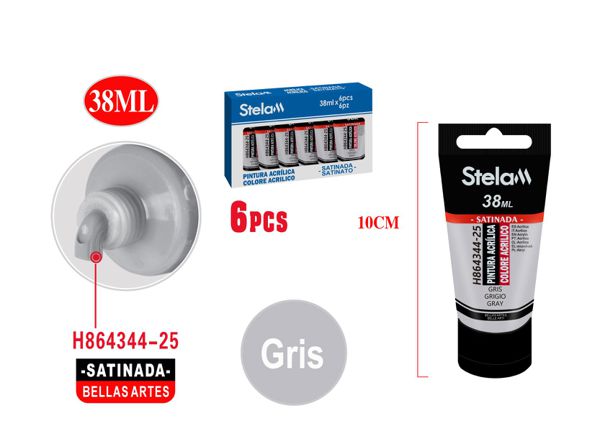 Pintura acrílica gris 38ml para bellas artes