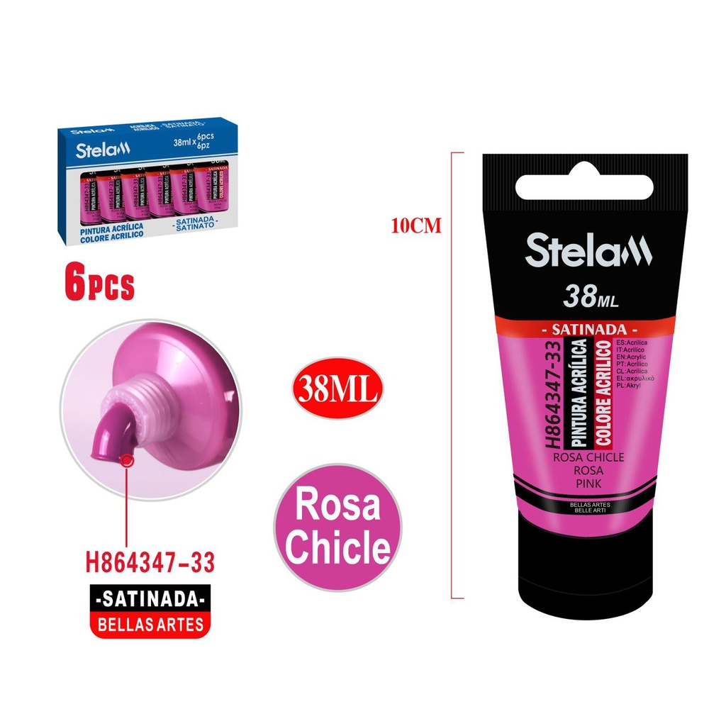 Pintura acrílica rosa 38ml para manualidades