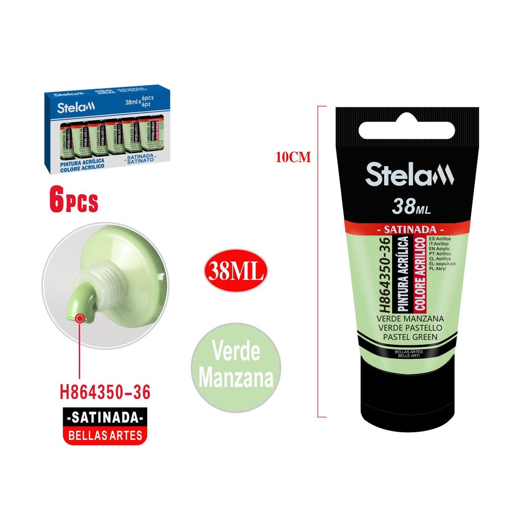 Pintura acrílica verde manzana 38ml para arte y manualidades