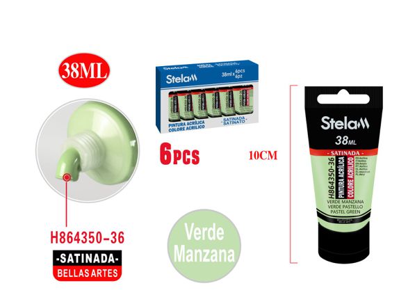 Pintura acrílica verde manzana 38ml para arte y manualidades