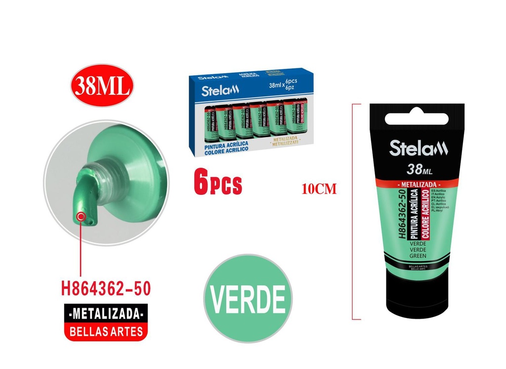 Pintura acrílica metalizada 38ml verde