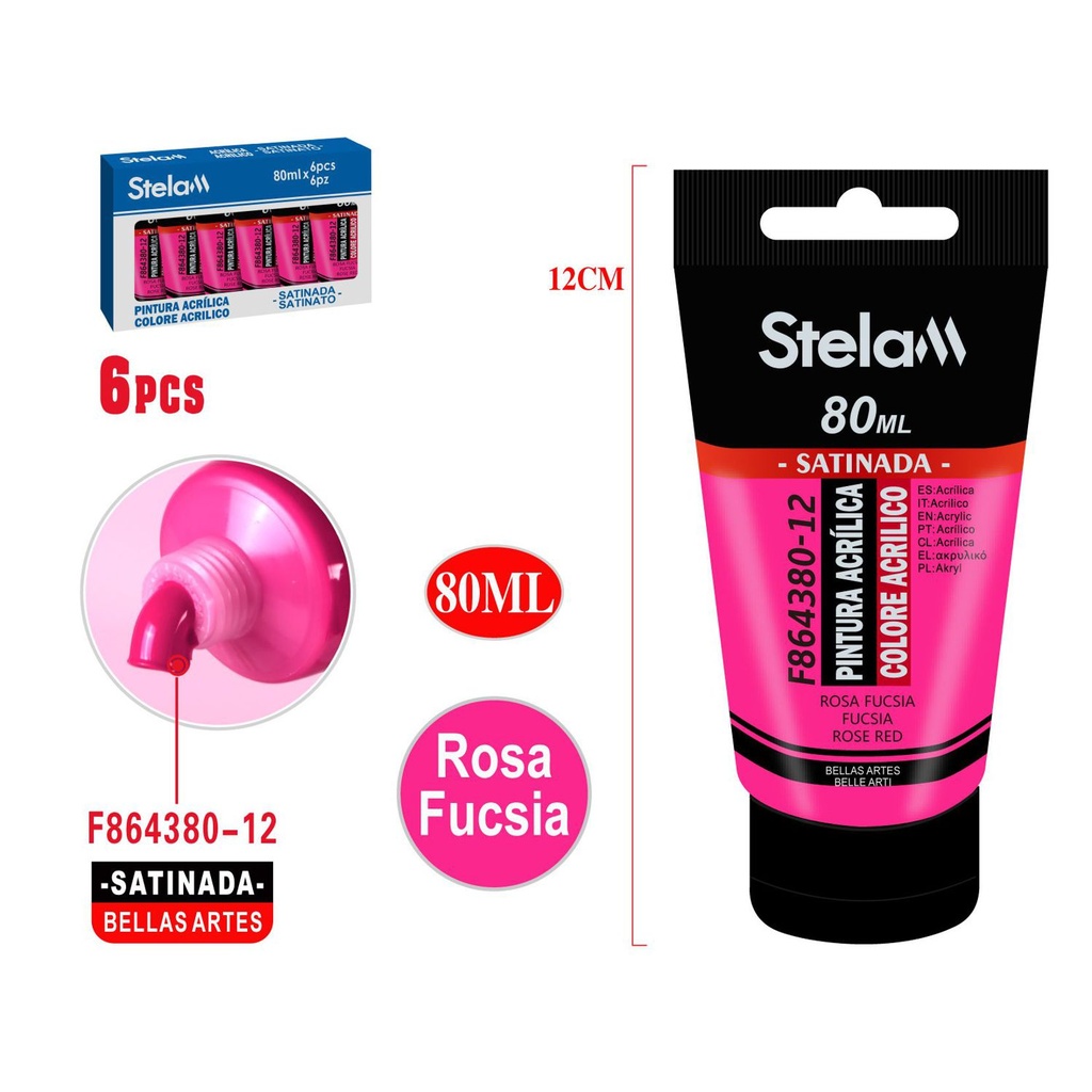 Pintura acrílica 80ml rosa magenta para arte y manualidades