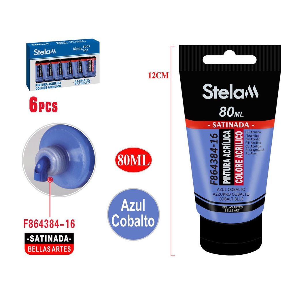 Pintura acrílica cobalto azul 80ml para bellas artes