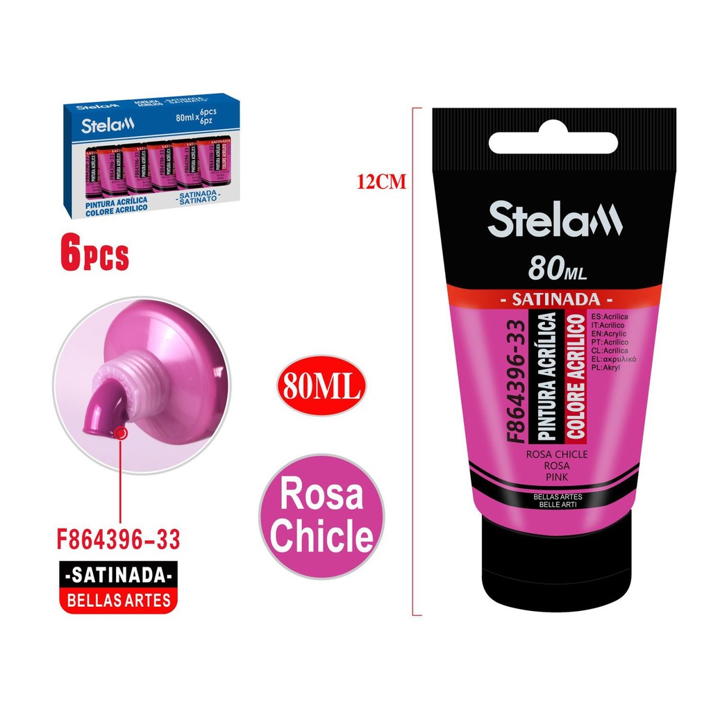 Pintura acrílica rosa 80ml para manualidades