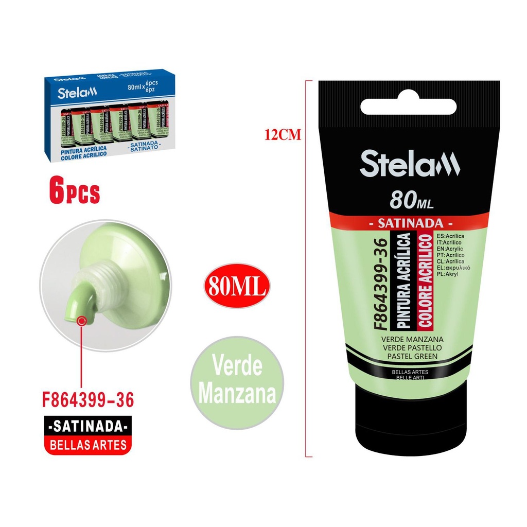 Pintura acrílica verde manzana 80ml para arte