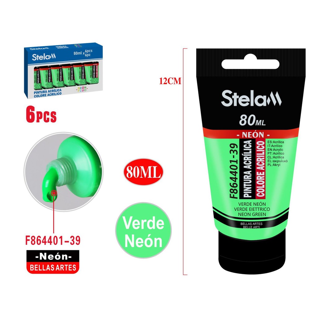 Pintura acrílica neón verde 80ml