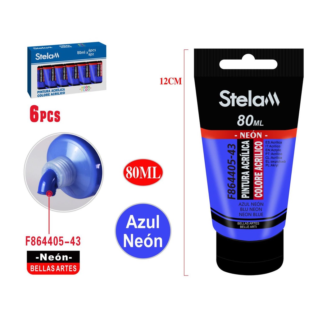 Pintura acrílica neón azul 80ml